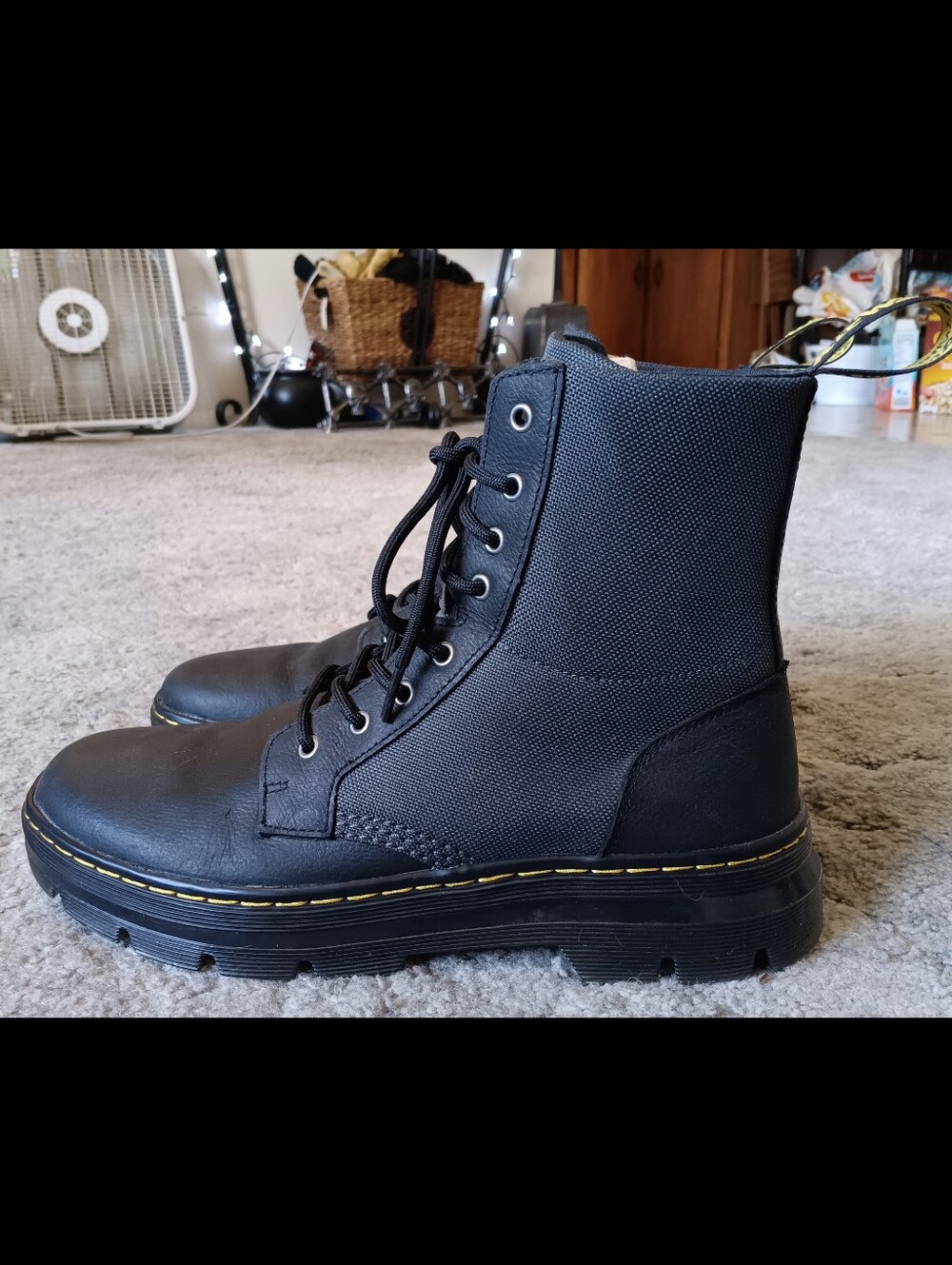 🖤 Dr. Martens Combs II Combat Boots Lightweight Mens 10 Black Gray Doc - Picture 2 of 16